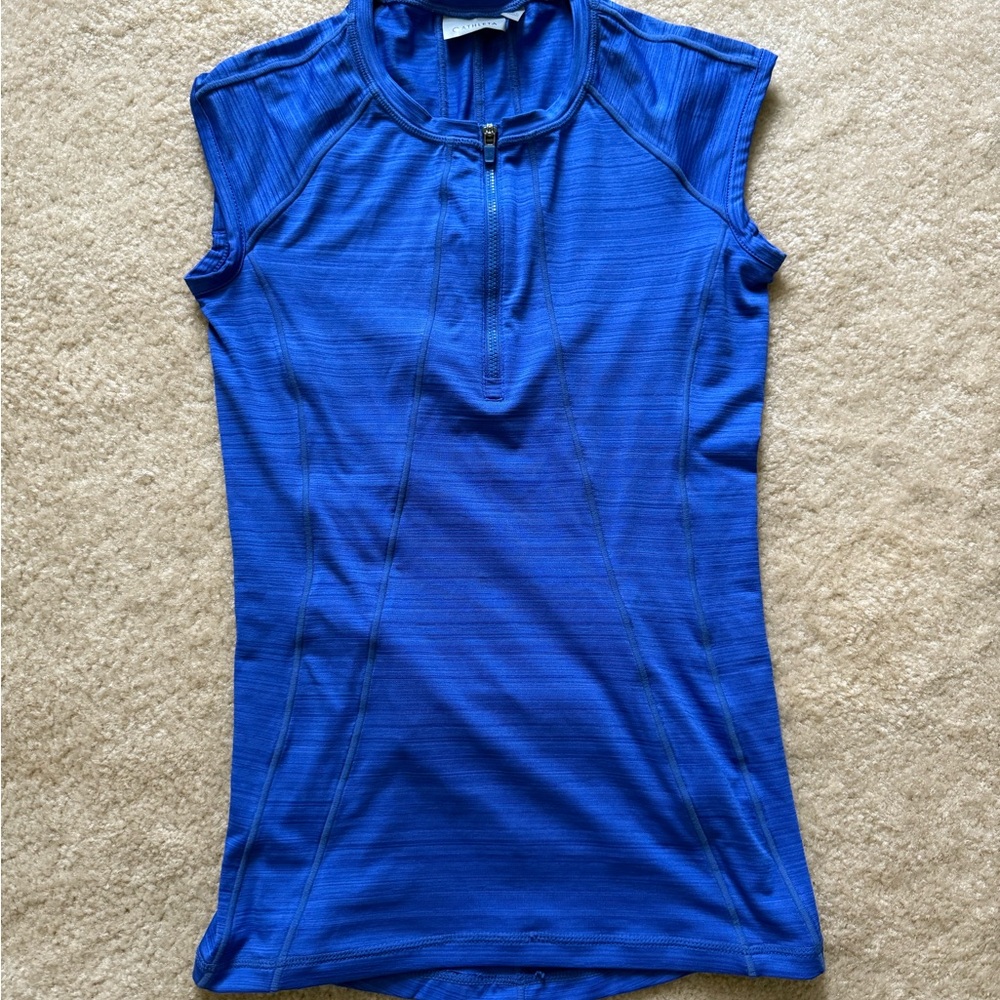 Athleta Blue Sleeveless Polo Tank Top